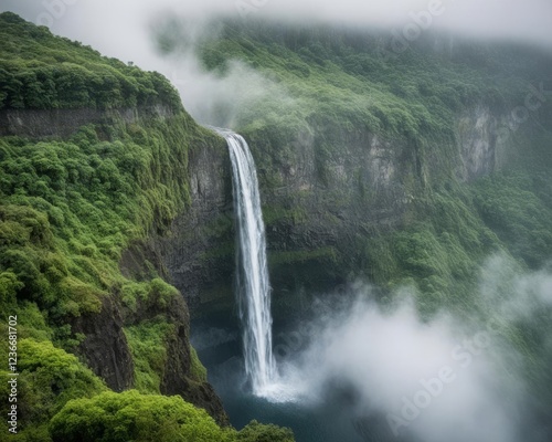 Breathtaking Waterfall in the Wilderness