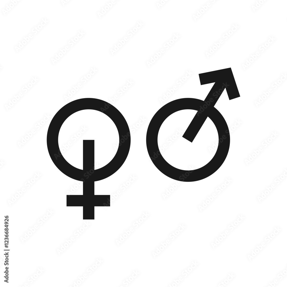 Gender icon vector design template. Male, female sign of gender equality icon vector Gender icon vector design template. Male, female sign of gender equality icon vector
