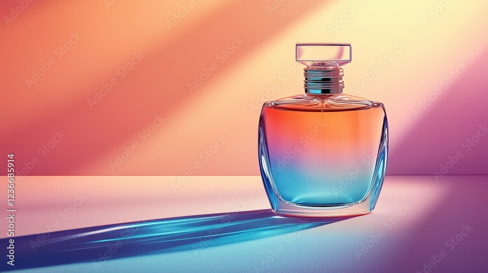 Elegant Perfume Bottle with Gradient Color and Soft Shadows Elegant Perfume Bottle with Gradient Color and Soft Shadows