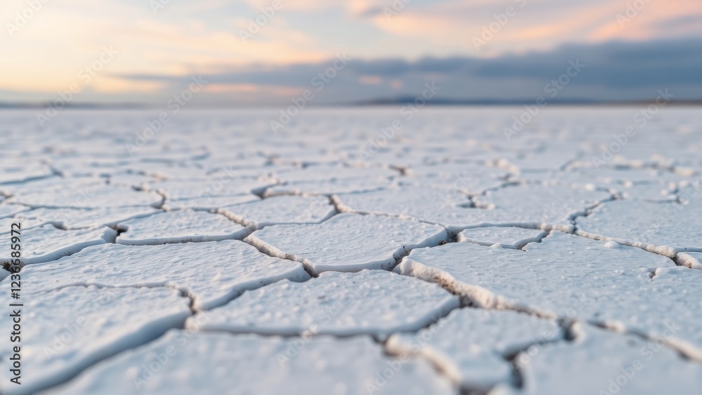 Obraz premium Cracked White Ground Under Soft Sky