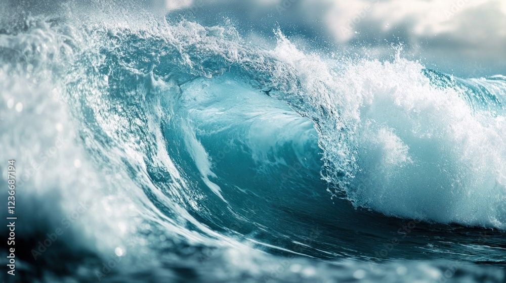 Obraz premium Ocean Wave: Majestic Crashing Turquoise Water