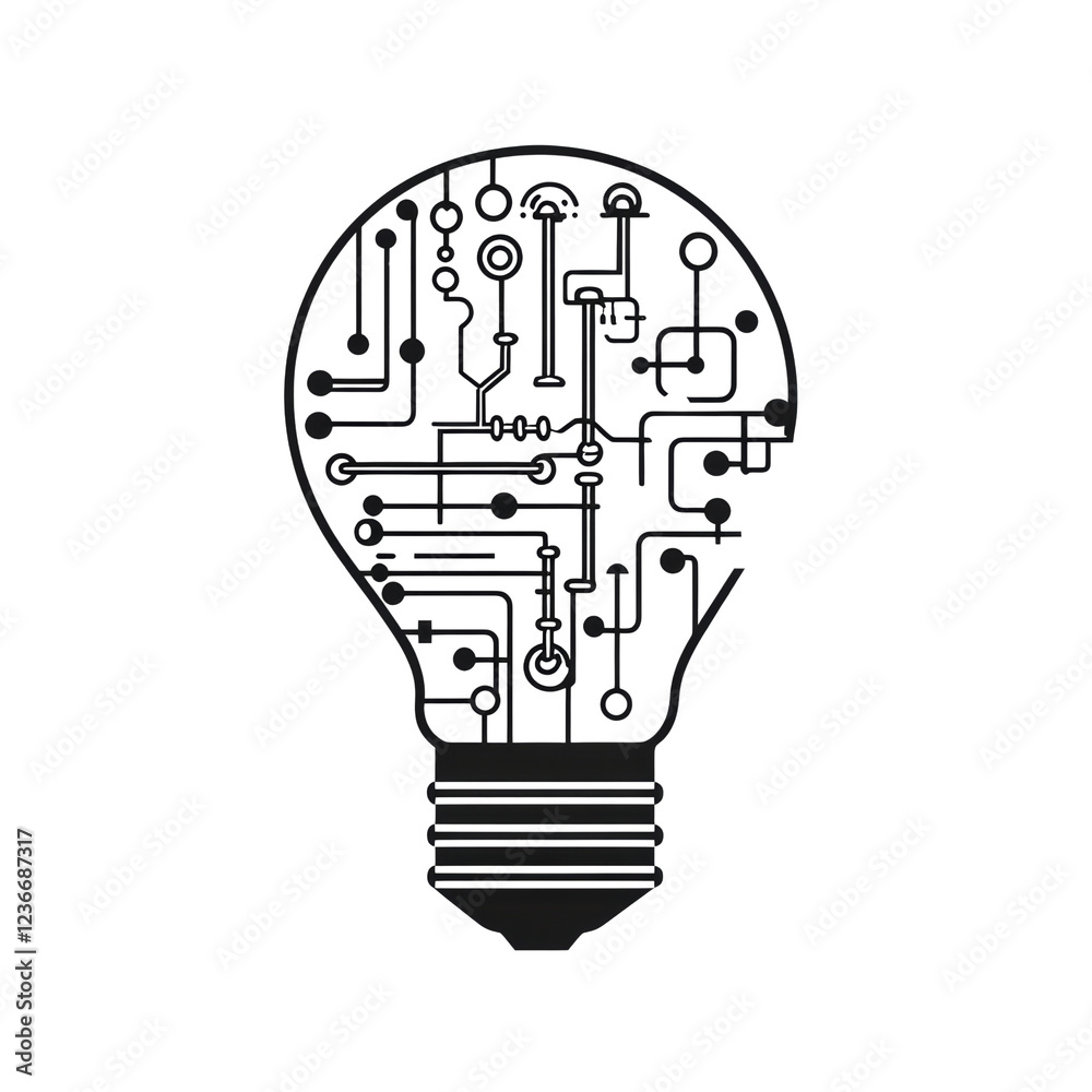 An illustration depicts a lightbulb with internal circuitry symbolizing innovative technology and bright ideas. An illustration depicts a lightbulb with internal circuitry symbolizing innovative technology and bright ideas.