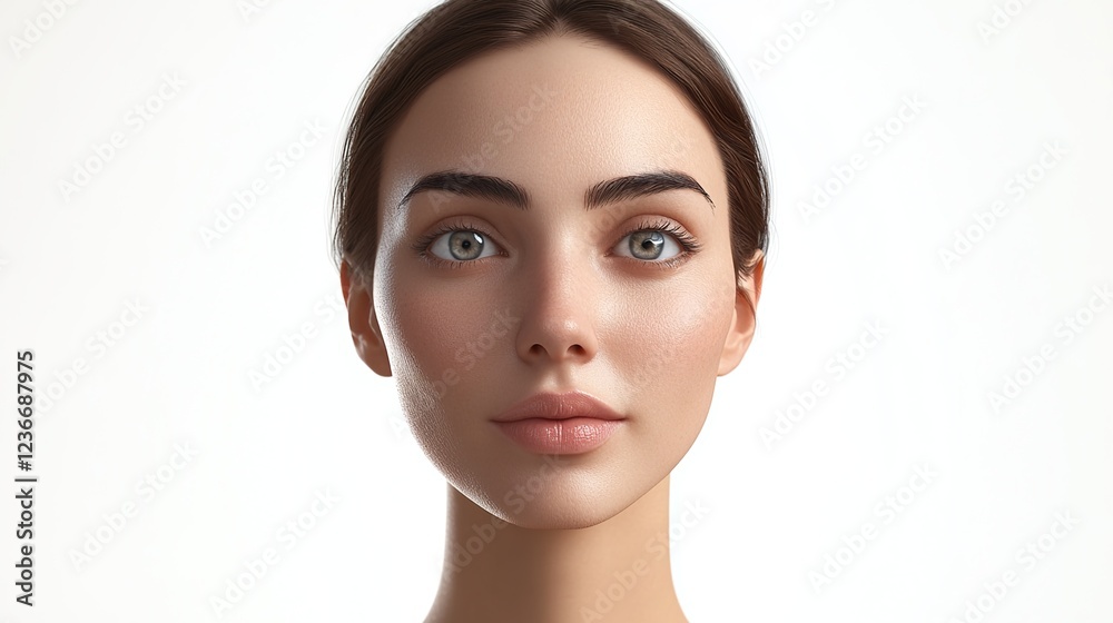 A front-facing headshot of an average-looking woman with black hair, against a white background A front-facing headshot of an average-looking woman with black hair, against a white background