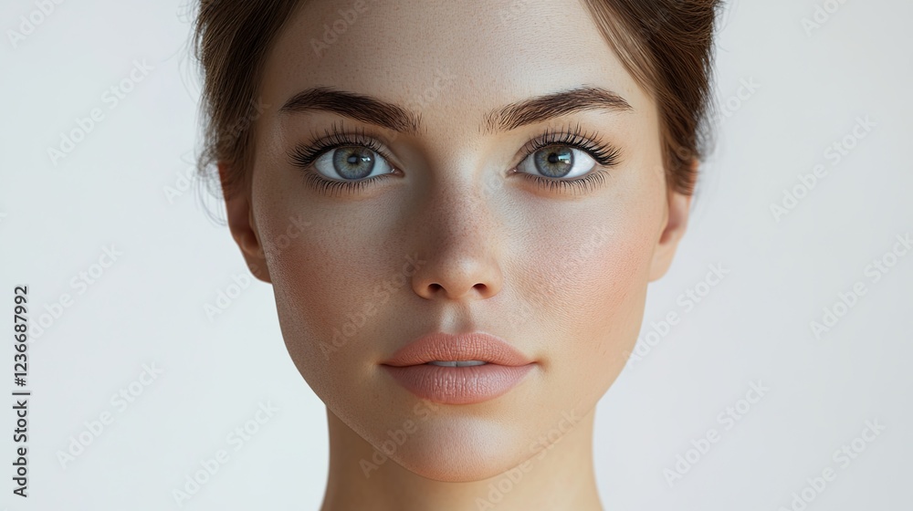 A front-facing headshot of an average-looking woman with black hair, against a white background A front-facing headshot of an average-looking woman with black hair, against a white background
