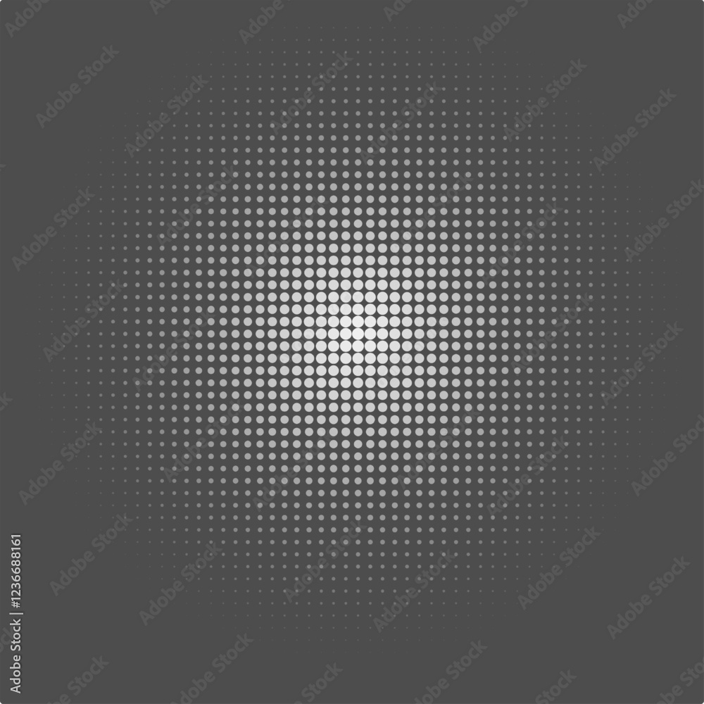 Abstraktes Vektor Design Element - Runde Halbton Grafik mit Punkten und Verlauf - Dunkler Hintergrund 
