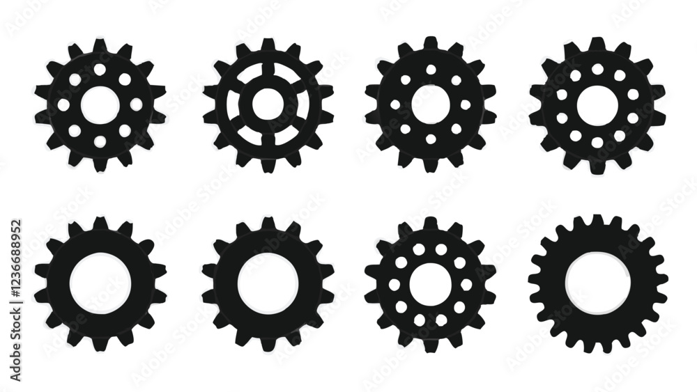 Mechanical Gear Icons for Technology Projects Mechanical Gear Icons for Technology Projects