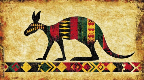 Cultural representation of a kangaroo australia artwork graphic design colorful artistic concept photo