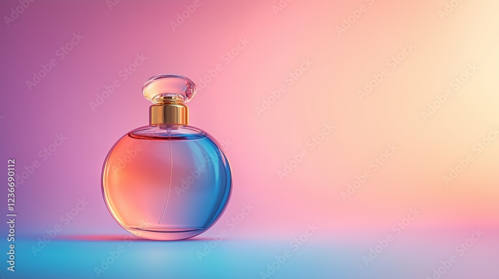 Elegant Perfume Bottle with Colorful Gradient Background Elegant Perfume Bottle with Colorful Gradient Background