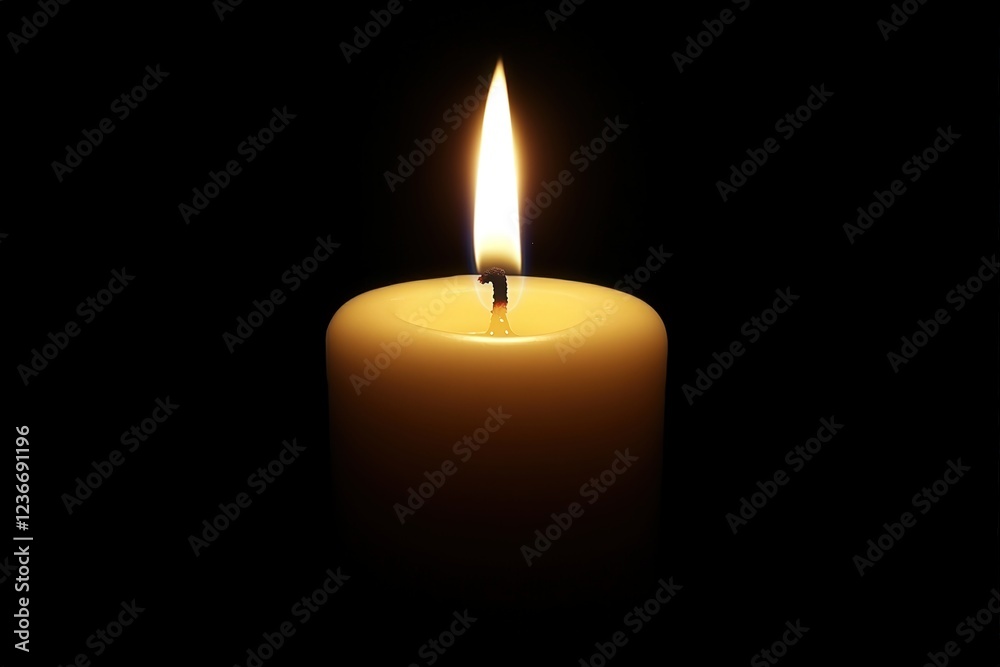 Single burning candle in dark, remembrance, hope. Single burning candle in dark, remembrance, hope.