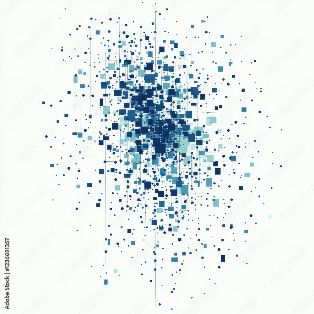 Abstract data burst, digital explosion, white background, website banner Abstract data burst, digital explosion, white background, website banner