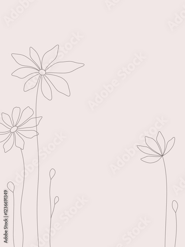 Wallpaper Mural Floral background, graphic modern illustration of abstract blooming flowers on a delicate pink background. Decorative botanical element for a holiday, invitations, greetings, a place for text Torontodigital.ca