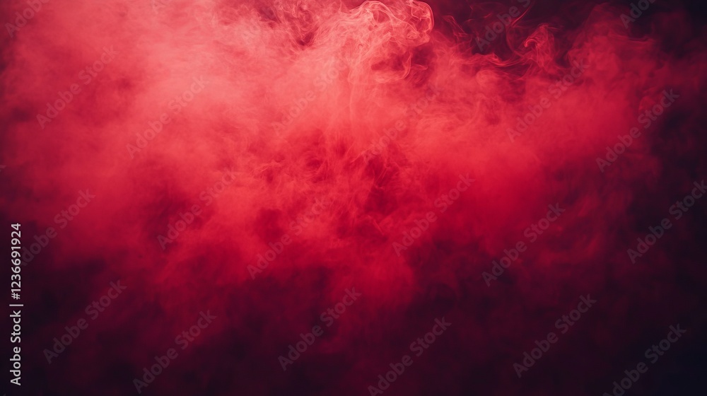 Fototapeta premium Vibrant Red Smoke Swirling Dramatically Against a Deep Black Background Creating a Striking Contrast That Evokes Mystery and Intrigue in a Captivating Abstract Visual Experience