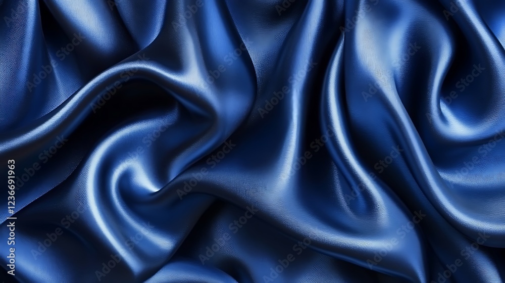 Draped Blue Satin Fabric Showing Rich Texture Draped Blue Satin Fabric Showing Rich Texture