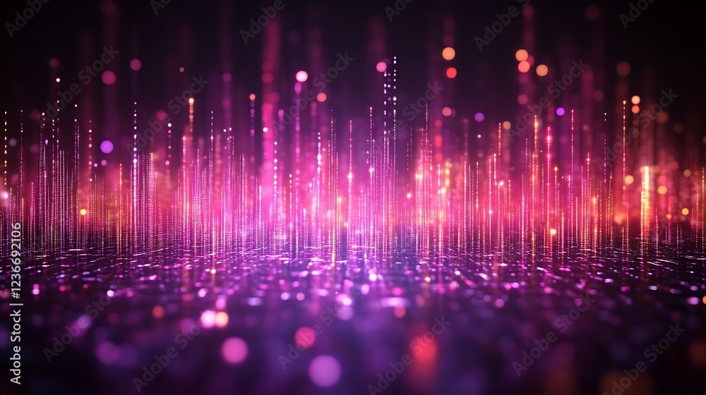 Abstract Digital Cityscape Lightscape Glowing Pink Abstract Digital Cityscape Lightscape Glowing Pink