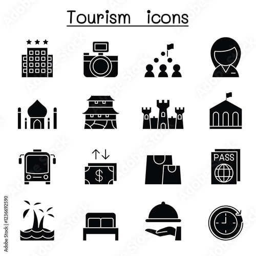 Tourism icon set in thin line style