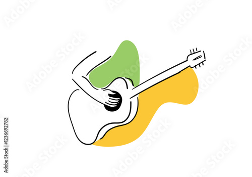 illustration of a man playing the guitar, expressing passion and emotion through music. 