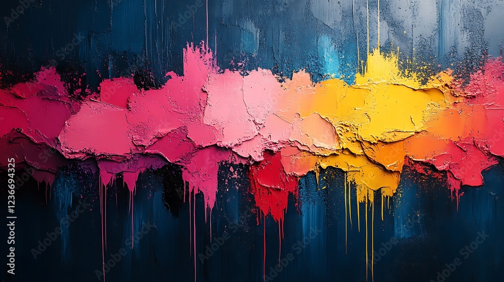Fototapeta premium Abstract Colorful Paint Dripping Wall Art