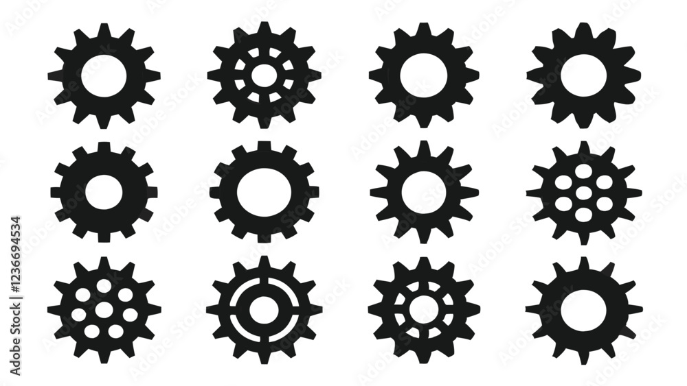 Black Settings Gear Icon for User Interface Black Settings Gear Icon for User Interface