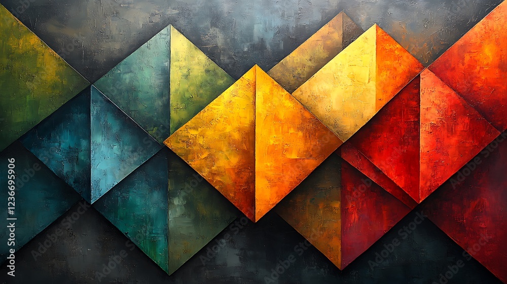 Abstract Geometric Warm And Cool Color Palette Painting