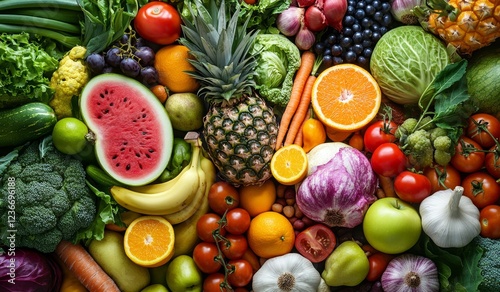 Wallpaper Mural Vibrant assortment of fresh fruits and vegetables. (4) Torontodigital.ca