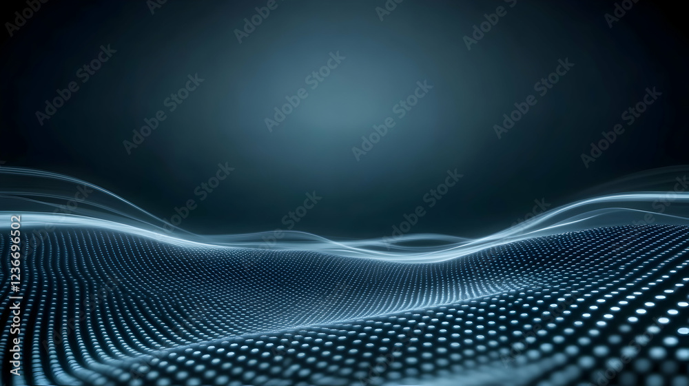 Abstract blue digital wave landscape, dark background, technology concept, website header Abstract blue digital wave landscape, dark background, technology concept, website header