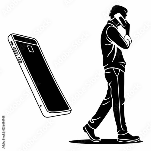 cellphone  vector silhouette black design white background