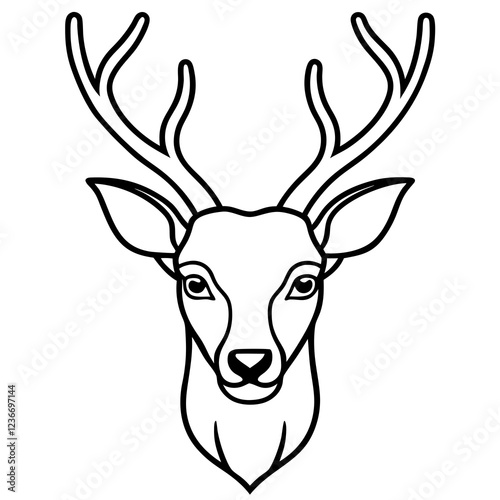 Abstract Deer Head in Single Line Vector Style