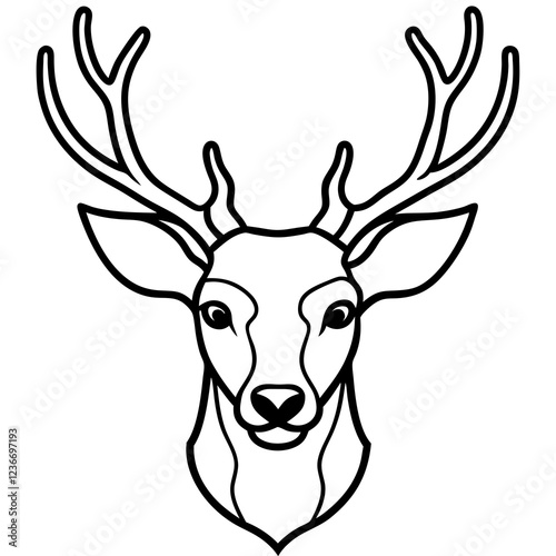 Abstract Deer Head in Single Line Vector Style