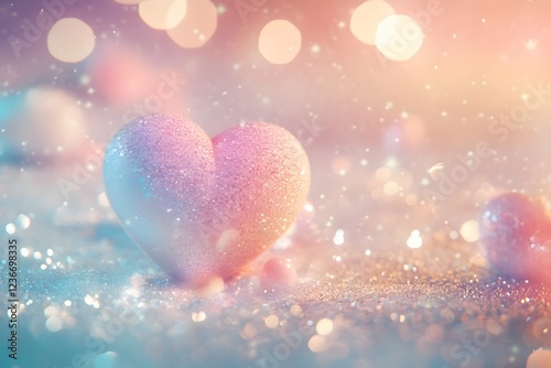 Glittery Pink Heart with Bokeh Lights