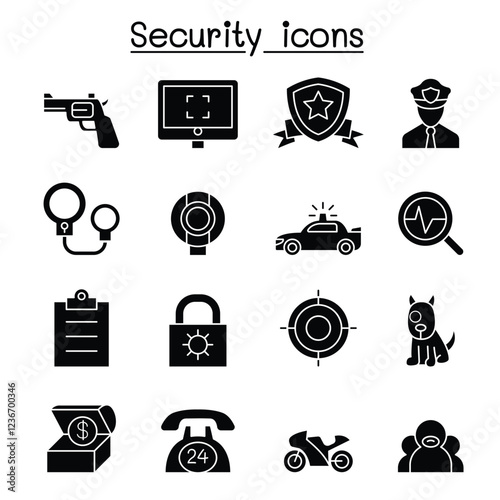 Security icon set in thin line style