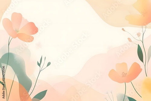 Floral Watercolor Background with Soft Pastel Tones