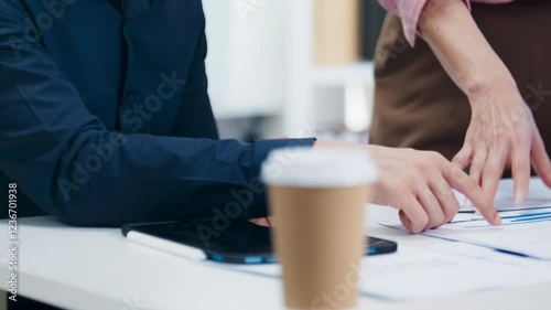 Business marketing sale analysis and discussion during corporate business team and manager in meeting at office. Group of business team planning, brainstorming for new project or financial investment.