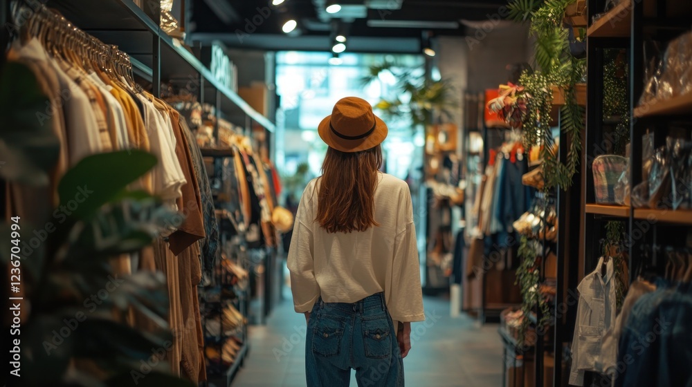 Woman Shopping in a Boutique Store Woman Shopping in a Boutique Store