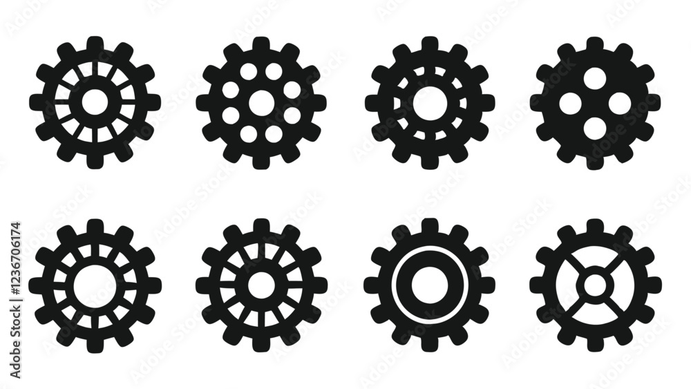 Flat Cog Icon Set for Mechanical Themes Flat Cog Icon Set for Mechanical Themes