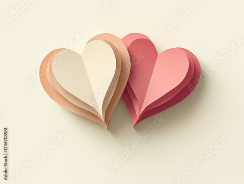 A clean minimalist flat design illustration of two intertwined hearts