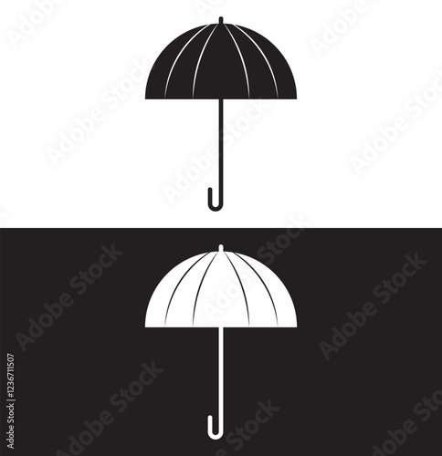 Umbrella icon set. Vector illustration. Umbrella symbol collection. Umbrella icon Flat set in black and white color.