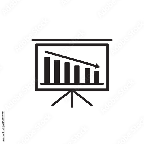 Vector arrow graph down icon, Risk line flat vector icon. Money loss