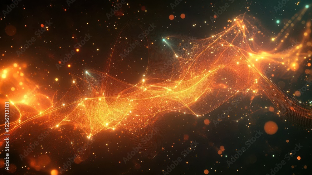 Obraz premium Abstract digital data visualization with glowing lines and graphs.