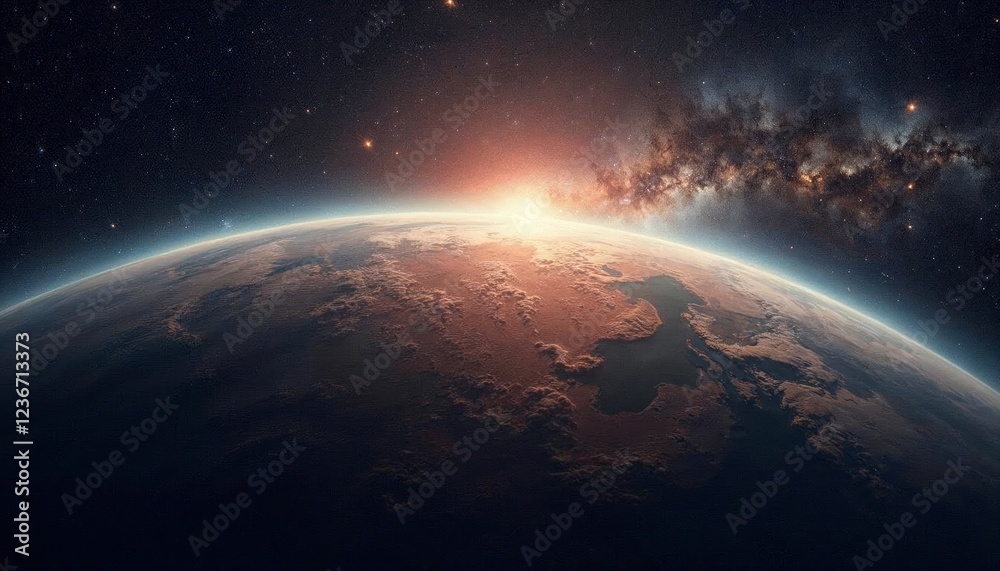 Obraz premium Earthrise: A Cosmic Sunrise Over Our Planet