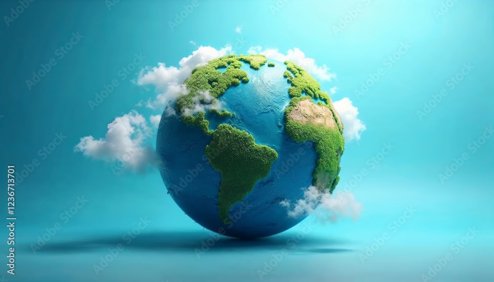 Fototapeta premium Eco-Friendly Earth Globe 3D Render Illustration