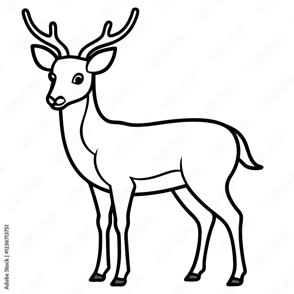 Deer Silhouette in Simple Line Art Deer Silhouette in Simple Line Art