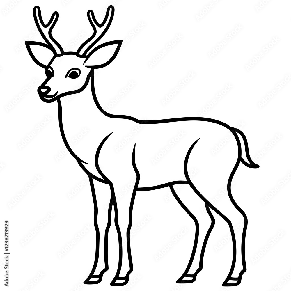 Deer Silhouette in Simple Line Art Deer Silhouette in Simple Line Art