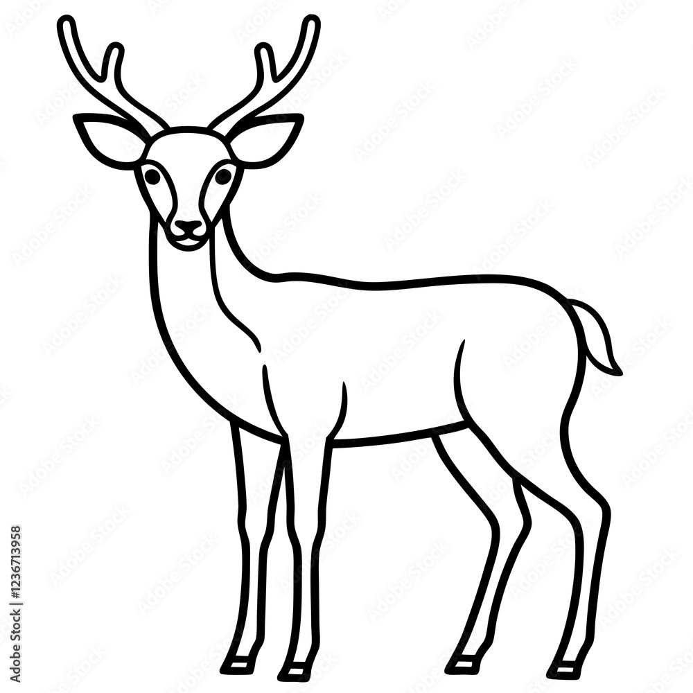 Deer Silhouette in Simple Line Art Deer Silhouette in Simple Line Art