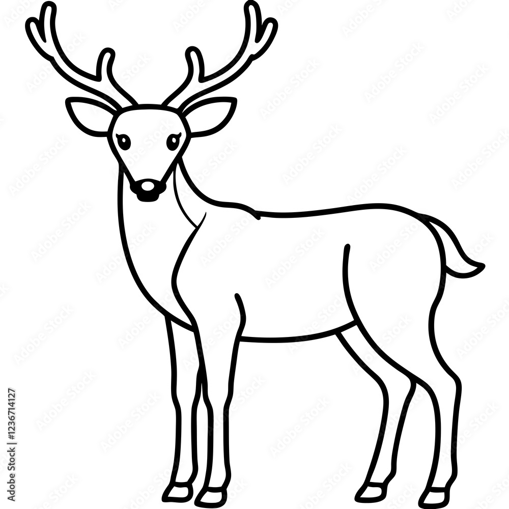 Deer Silhouette in Simple Line Art Deer Silhouette in Simple Line Art