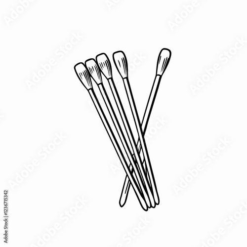 Cotton swabs arranged in clean medical setting. Multiple sterile applicators shown in professional arrangement. Concept of hygiene, medical supplies, wound care.