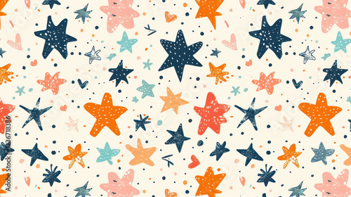 Wallpaper Mural Colorful pattern of stars and hearts in pastel shades on light background, creating playful and cheerful atmosphere Torontodigital.ca