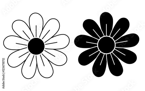 Chamomile flower outline icon on white background
Vector realistic daisy flowers