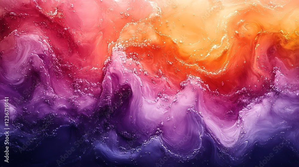 Fototapeta premium Abstract Fluid Art Purple Orange Swirls