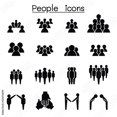 People icon set in thin line style