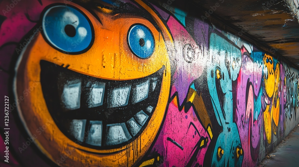 Obraz premium Vibrant street art with colorful graffiti expression.